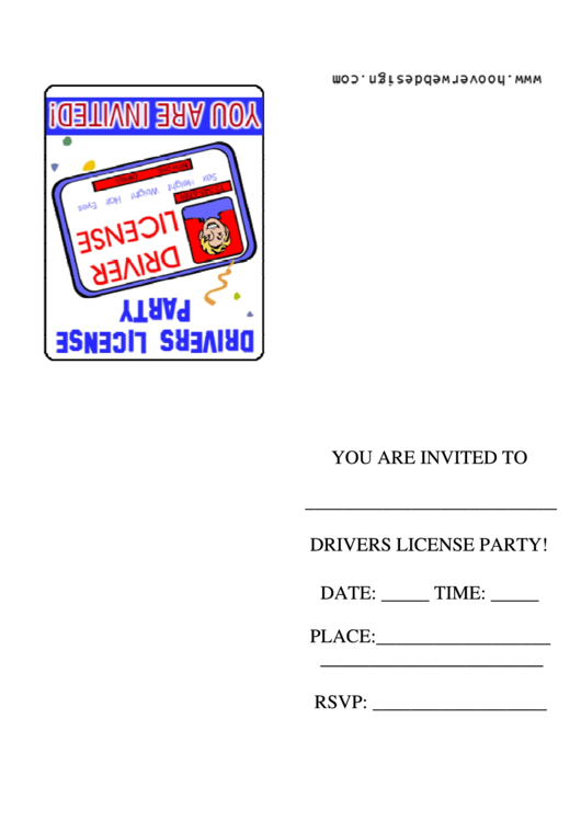 Drivers License Party Invitation Card Template Printable pdf