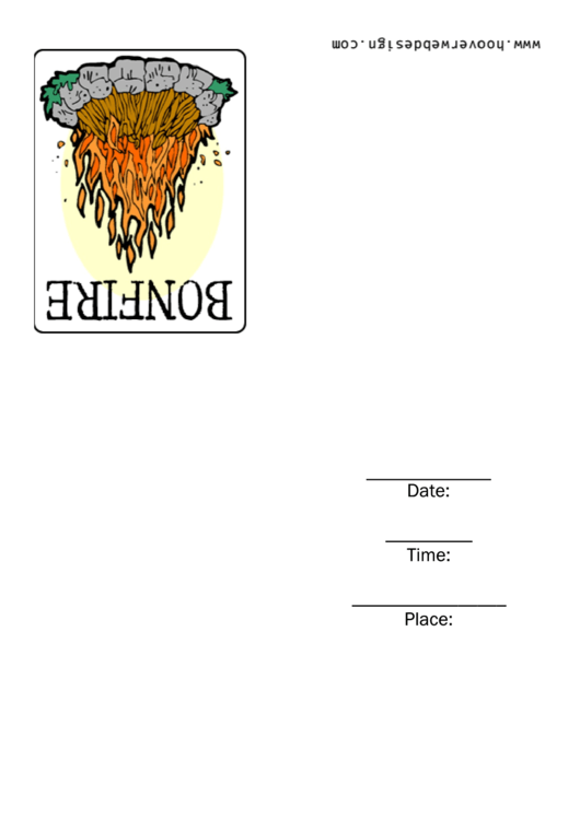 Bonfire Invitation Card Template Printable pdf