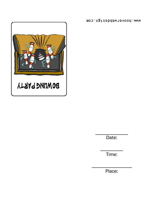 Bowling Party Invitation Card Template Printable pdf
