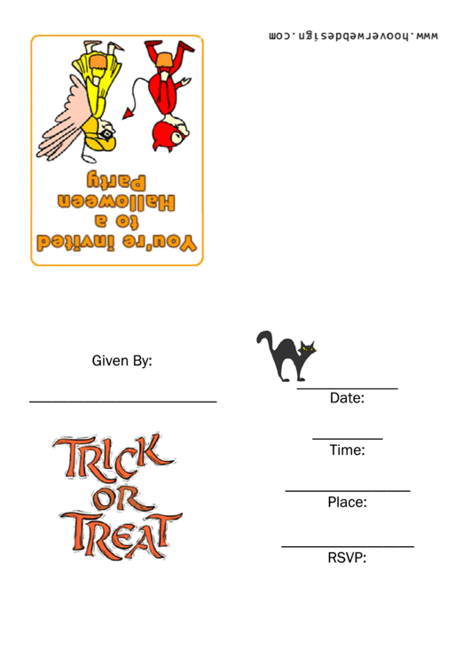 Trick Or Treaters Halloween Party Invitation Card Template Printable pdf
