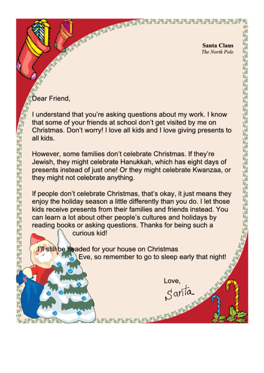 Santa Letter Template Printable pdf