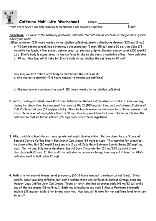 caffeine half life calculation