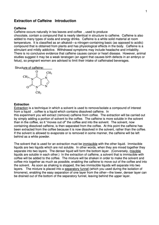 Extraction Of Caffeine Lab Template Printable pdf