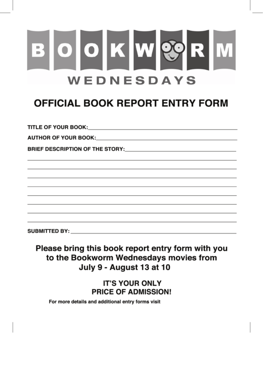 Official Book Report Entry Form Printable pdf