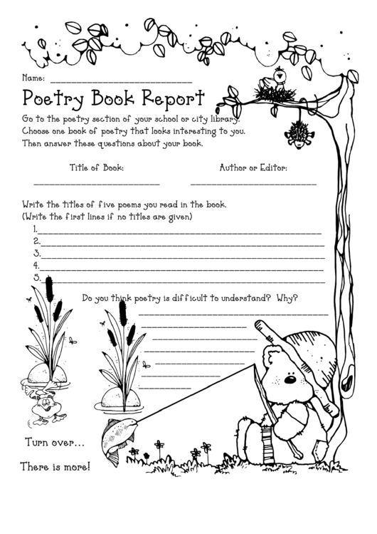 Poetry Book Report Printable pdf
