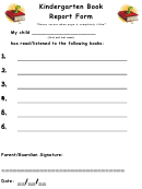 Kindergarten Book Report Form