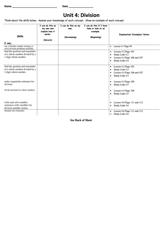 Division Worksheet Template Printable pdf