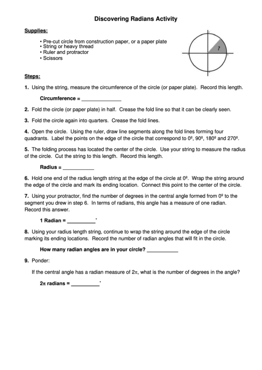 Discovering Radians Activity Sheet