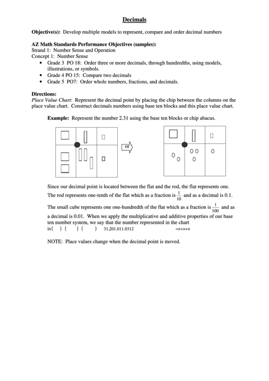 Decimals With Base Ten Blocks printable pdf download