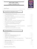 Holy Family Academy Teacher Evaluation Form Printable pdf