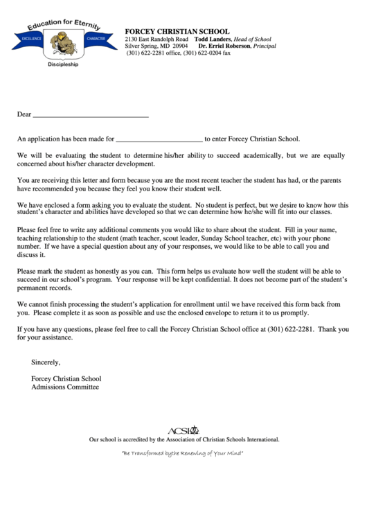 Confidential Teacher Evaluation Form Printable pdf