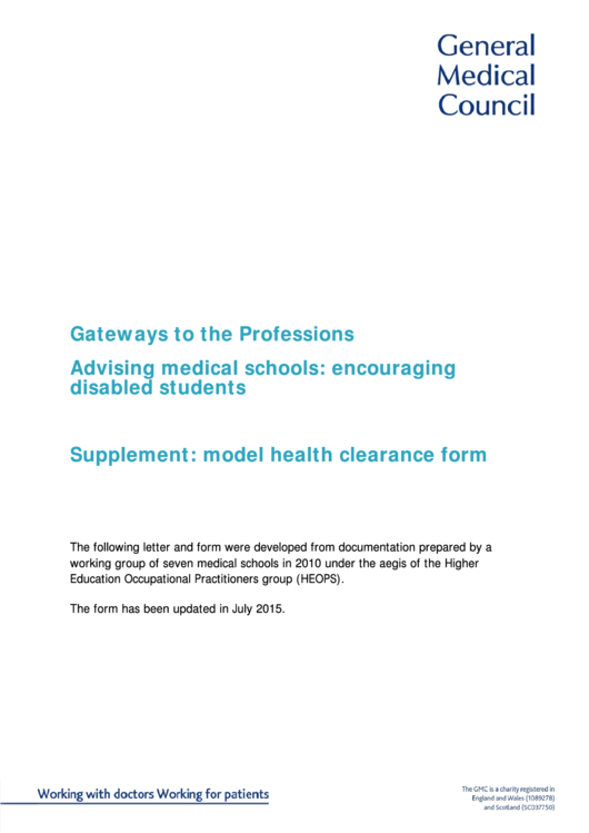 Medical Student Health Assessment Printable pdf