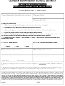 Family Medical Leave Act Employee Request For Leave Form - Leander Independent School District Printable pdf