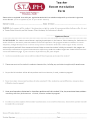 Staph Teacher Recommendation Form