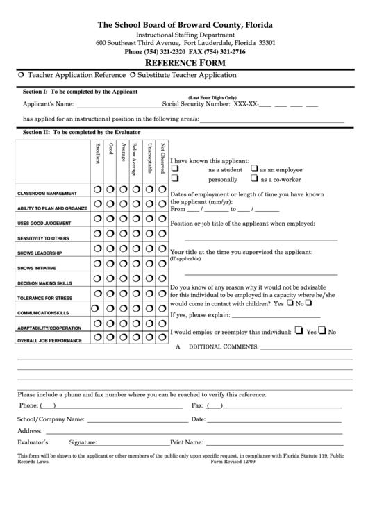 Reference Form Printable pdf