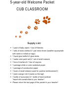 5 - Year - Old Welcome Packet Cub Classroom Supply List Template Printable pdf