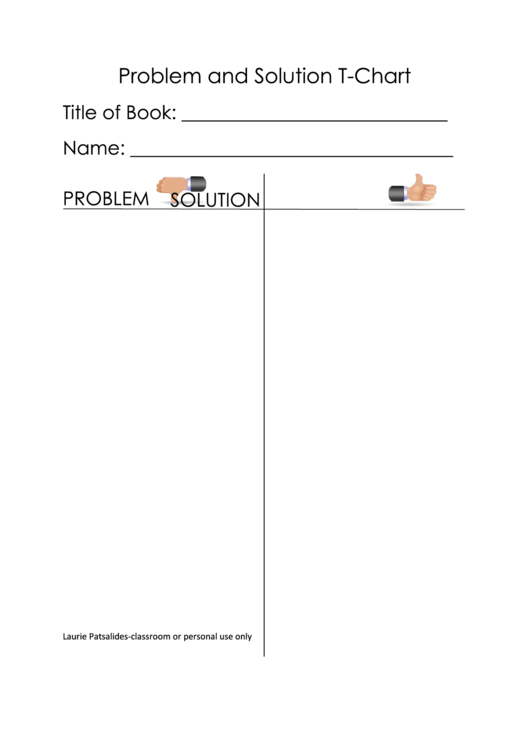 Problem And Solution T-Chart Worksheet Printable pdf