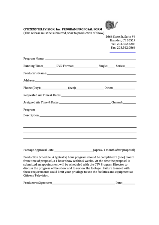 Program Proposal Form Printable pdf