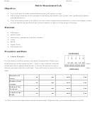 Metric Measurement Lab Printable pdf