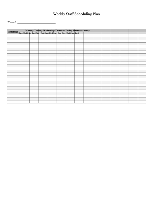 Weekly Staff Scheduling Plan Template Printable pdf