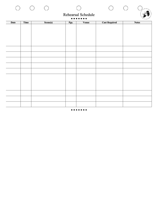 Rehearsal Schedule Template Printable pdf