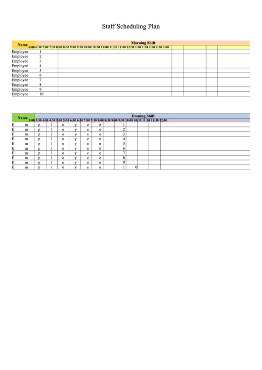 Staff Scheduling Plan Template Printable pdf