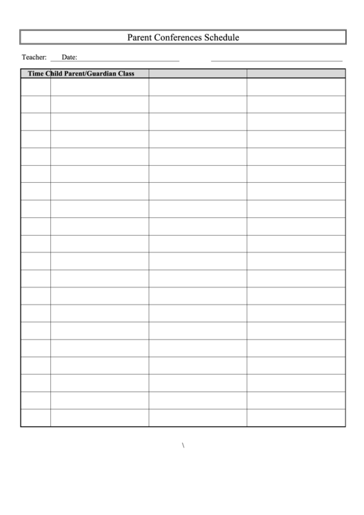 Parent Conference Schedule Template Printable pdf