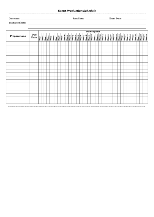 Event Production Schedule Printable pdf