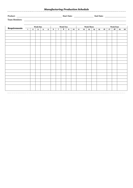 Production Schedule printable pdf download