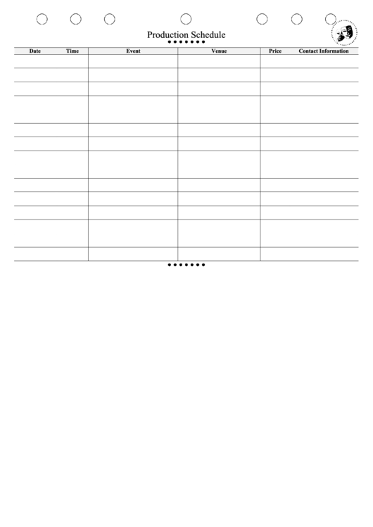 Production Schedule Printable pdf