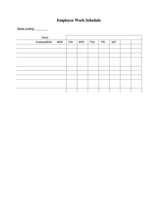 Employee Work Schedule Printable pdf