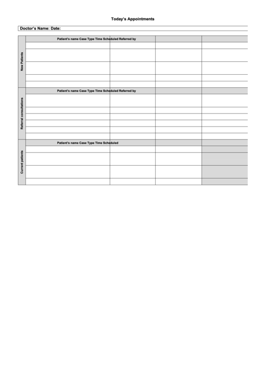 Today's Appointment Schedule Template