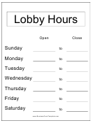 Lobby Hours Sign Template