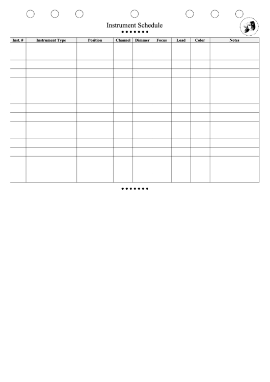 Instrument Schedule Template Printable pdf