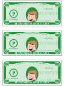One Hundred Play-dollar Template - Green