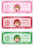 Play-dollar Templates - Twenty, Fifty And One Hundred