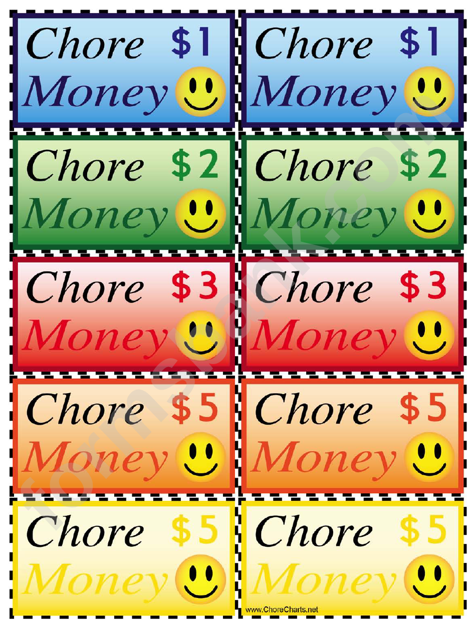Smiley Face Chore Money Template