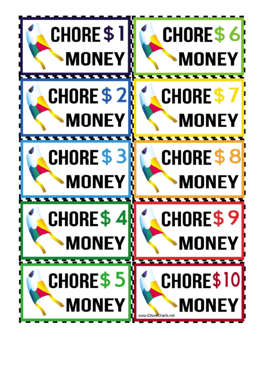 Chore Money Template Printable pdf
