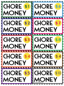 Colorful Chore Money Template