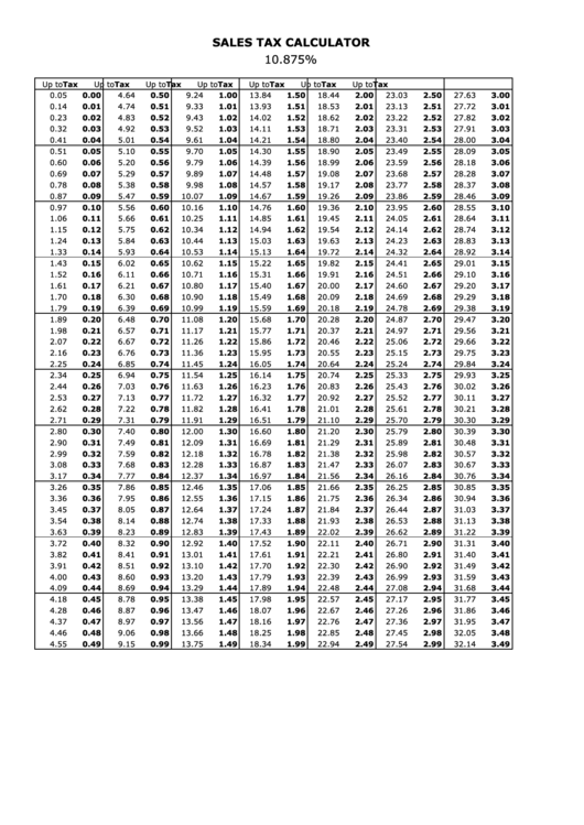 Sales Tax Calculator Printable pdf