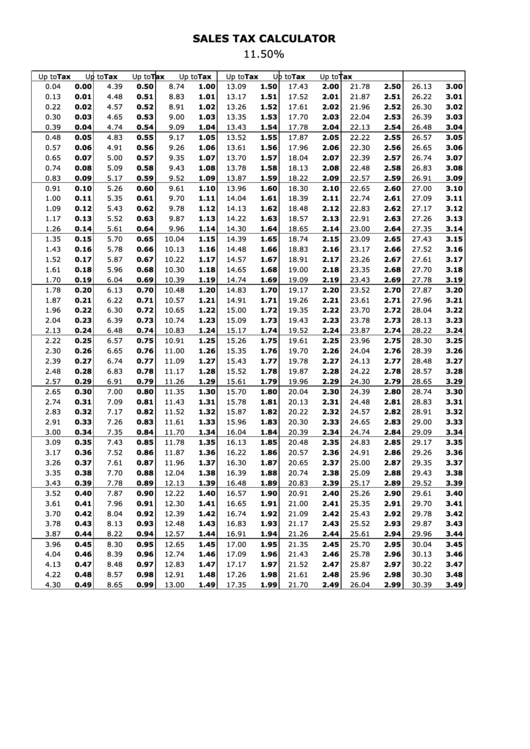 Sales Tax Calculator Printable pdf