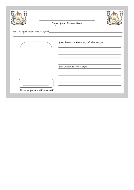 Wedding Cake - Wedding Guestbook Page Template Printable pdf