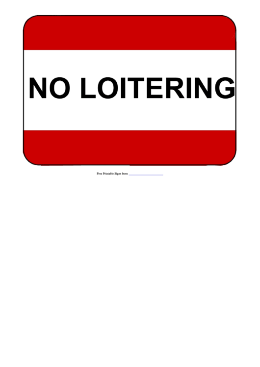 No Loitering Sign Template Printable pdf