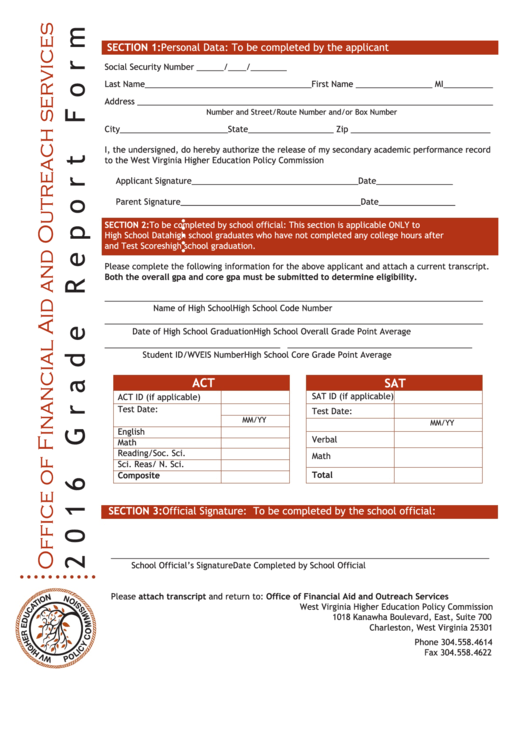 Fillable Grade Report Form - 2016 Printable pdf