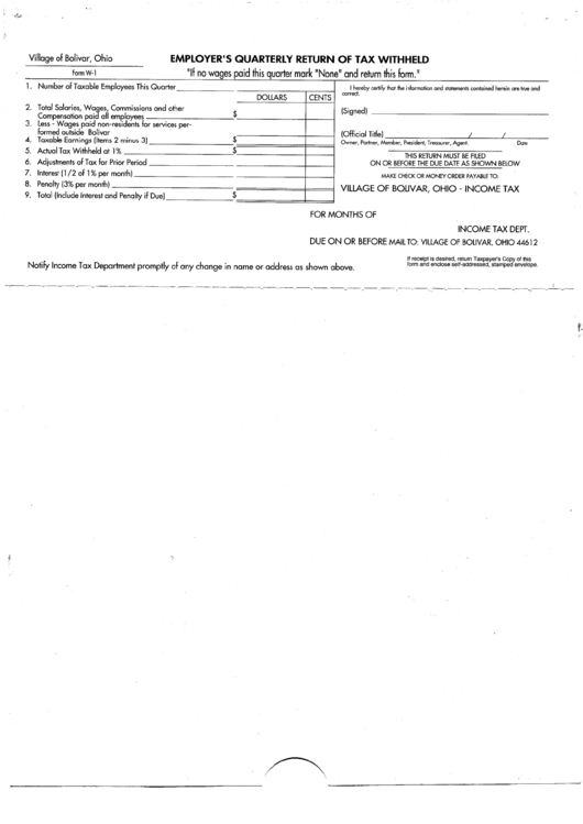 Form W-1 - Employer