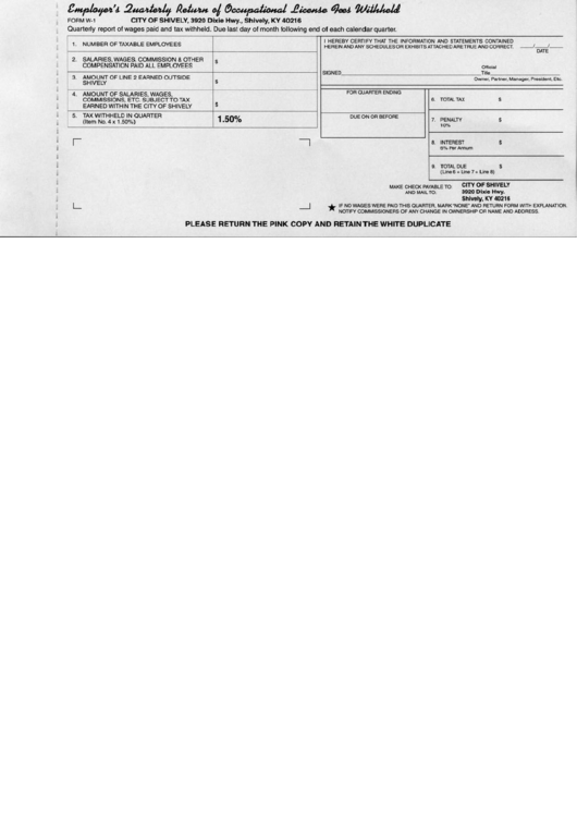 Form W-1 - Employer