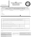 Resident Refund Tax Return Form - City Of Cincinnati - 2007