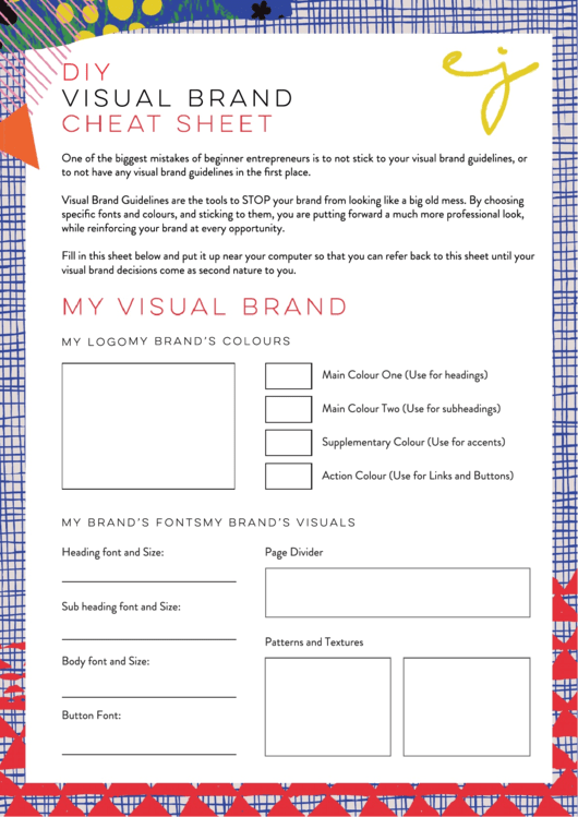 Diy Visual Brand Cheat Sheet Printable pdf