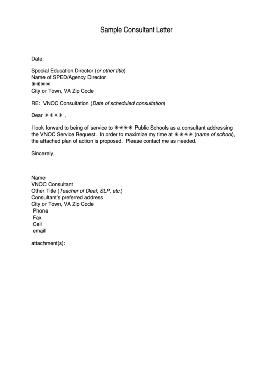 Sample Consultant Letter Printable pdf