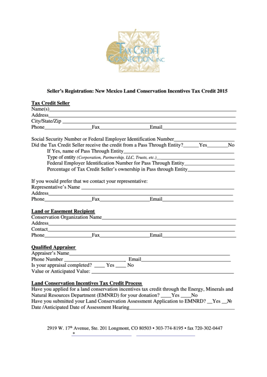 Seller Registration Form - 2015 Printable pdf
